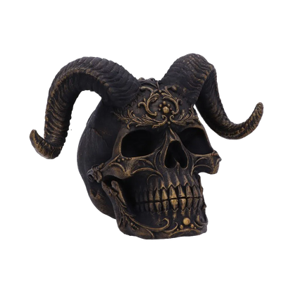 Crâne Diabolus Nemesis Now avec cornes et détails dorés