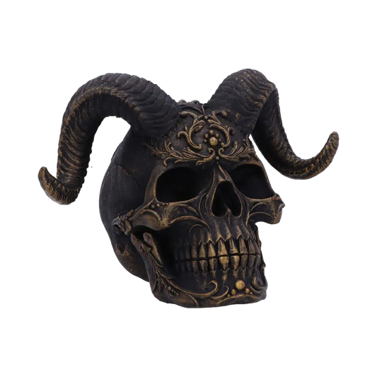 Crâne Diabolus Nemesis Now avec cornes et détails dorés