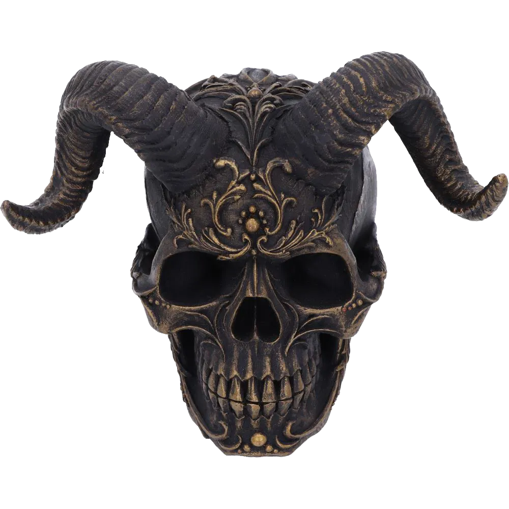 Détail des arabesques et des cornes du crâne Diabolus