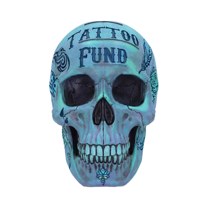 Crâne Tattoo Fund bleu – vue de face complète