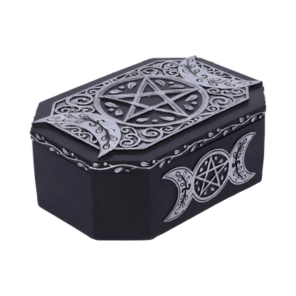 Coffret ésotérique noir et argent - vue de côté