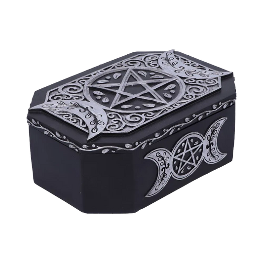 Coffret ésotérique noir et argent - vue de côté