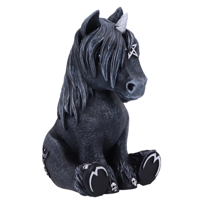 Figurine Culticorn Nemesis Now - vue de trois quarts droit, corne et motifs lunaires visibles.