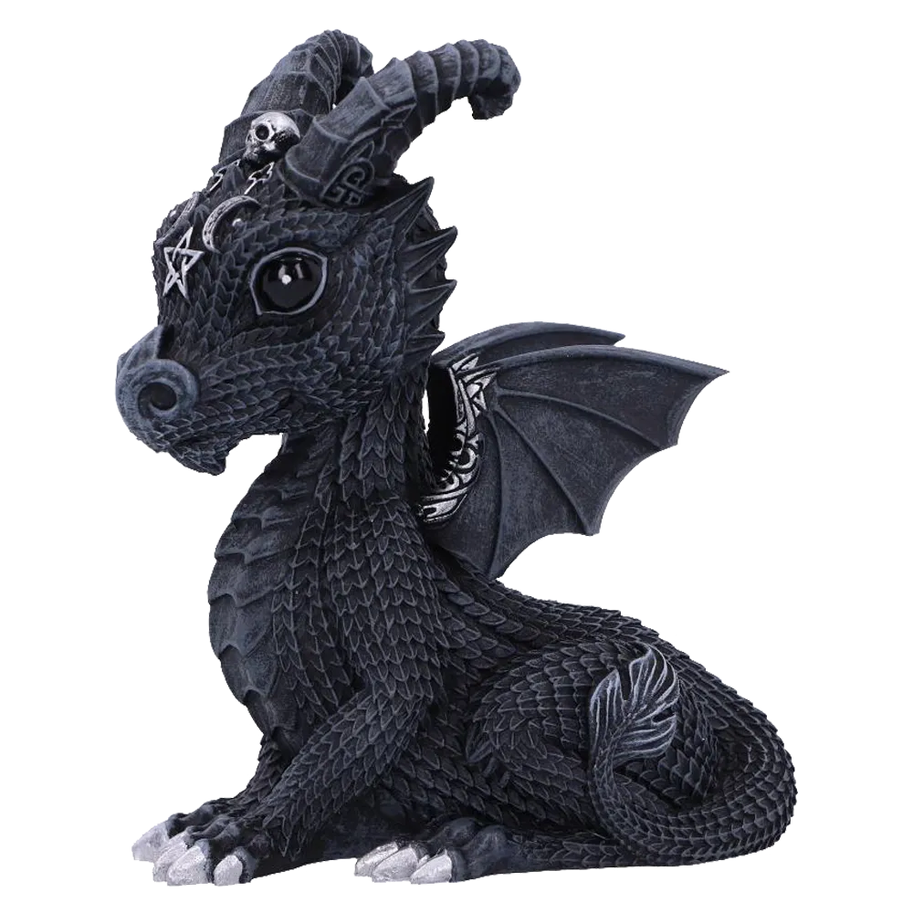 Figurine dragon noir Lucifly de la collection Cult Cuties vue de profil gauche