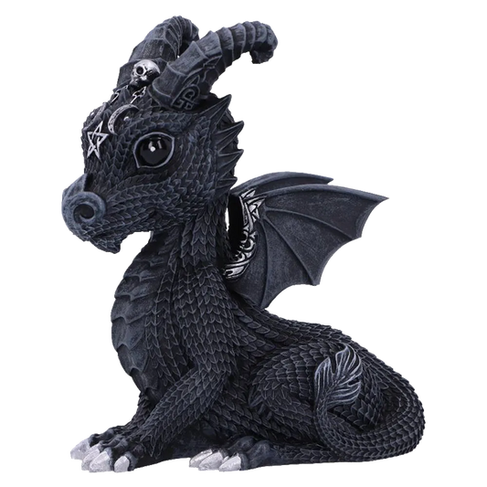 Figurine dragon noir Lucifly de la collection Cult Cuties vue de profil gauche