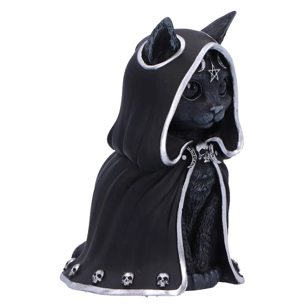 Chat noir Zefur Cult Cuties en cape gothique argentée profil droit