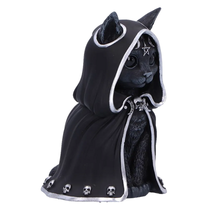 Chat noir Zefur Cult Cuties en cape gothique argentée profil droit