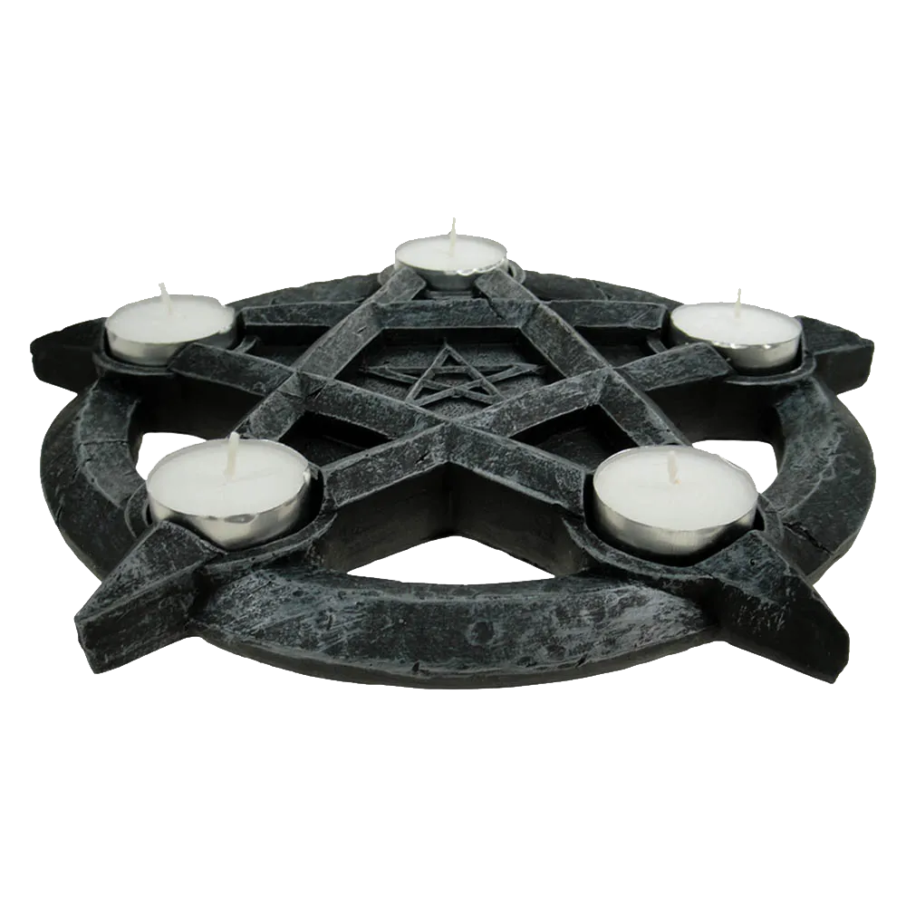 Support ésotérique à cinq branches pour bougies tealights | Esoteric five-pronged stand for tealight candles