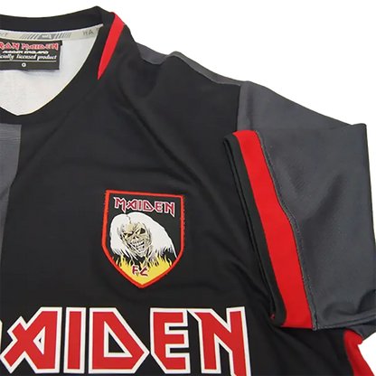 Maillot de football officiel Iron Maiden - Number of the Beast (écusson + manche) | Official Iron Maiden football shirt - Number of the Beast (badge + sleeve)