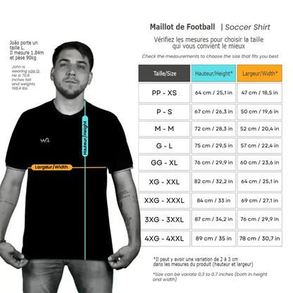 Maillot de football officiel Iron Maiden - Number of the Beast (mesures) | Official Iron Maiden football shirt - Number of the Beast (measurements)