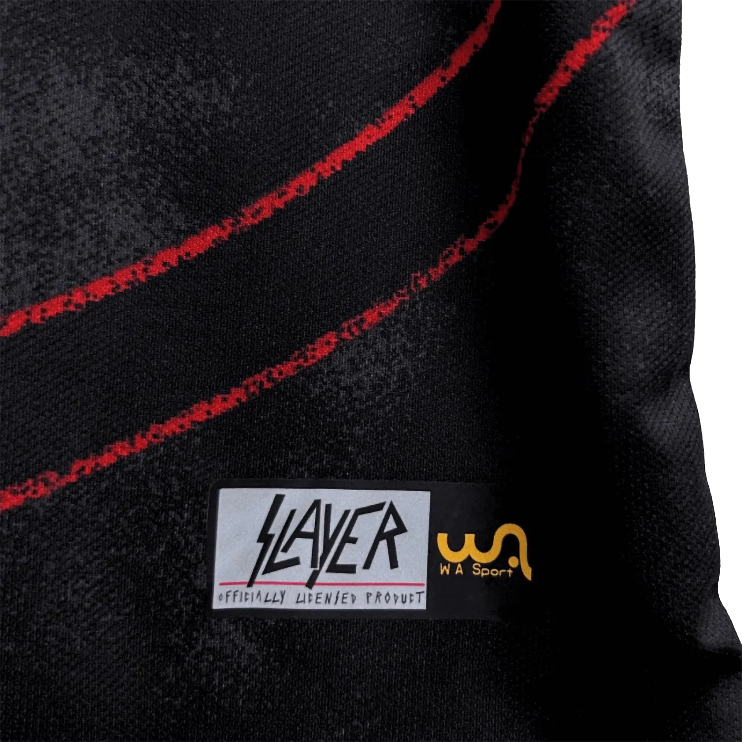 Étiquette Slayer Officially Licensed Product et logo WA Sport sur le maillot Since 1981 | Slayer Officially Licensed Product label and WA Sport logo on the Since 1981 football shirt