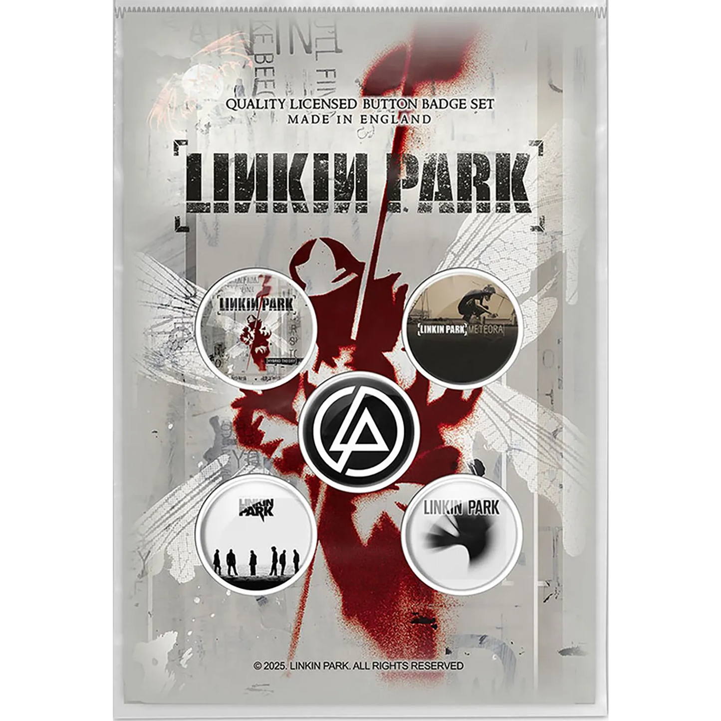 Kit de 5 badges officiels Linkin Park Hybrid Theory | Official Linkin Park Hybrid Theory 5 badge set