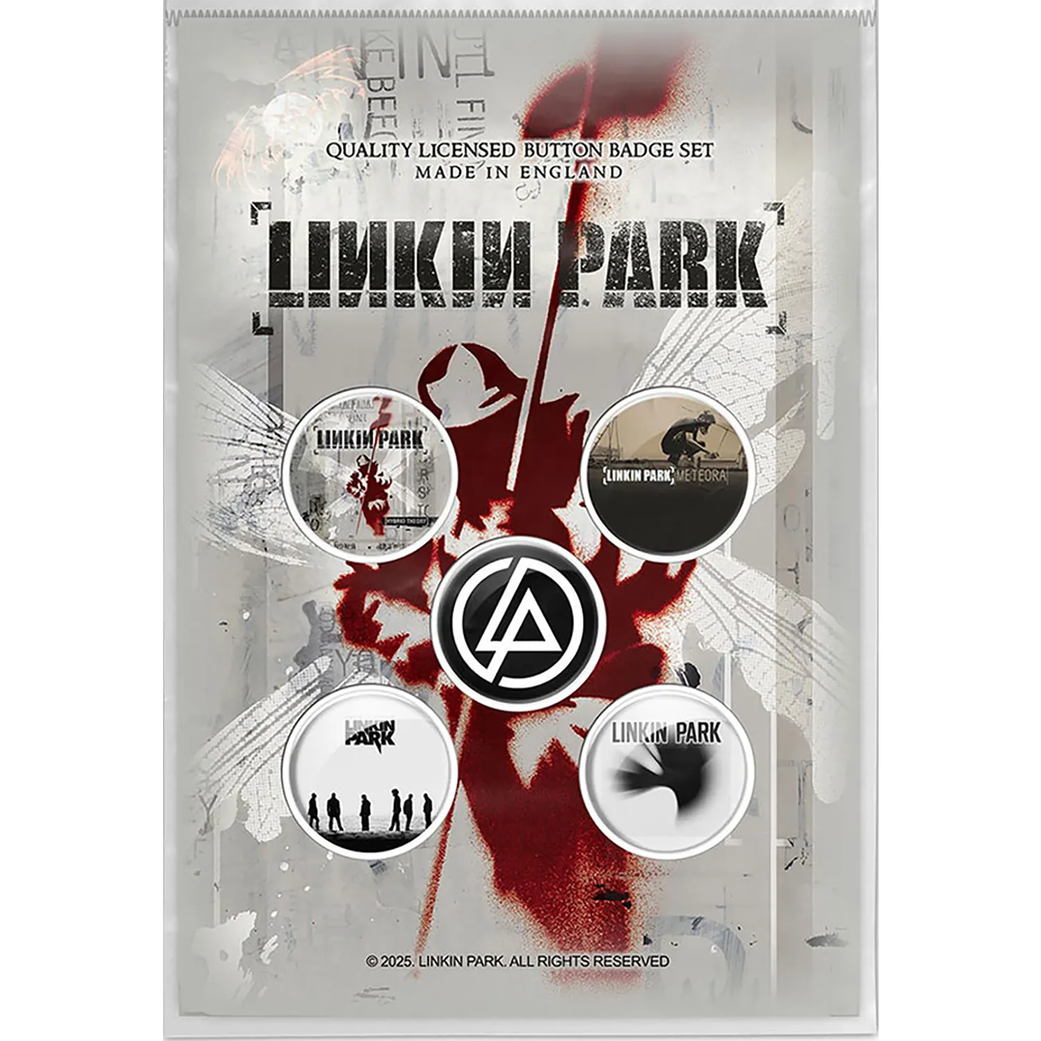 Kit de 5 badges officiels Linkin Park Hybrid Theory | Official Linkin Park Hybrid Theory 5 badge set