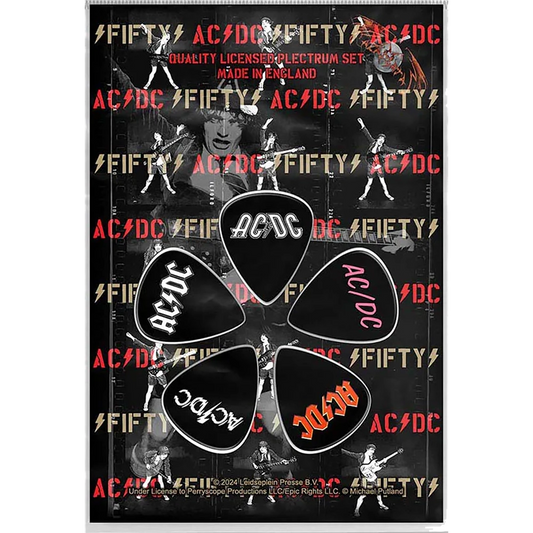 Set officiel de médiators AC/DC présenté sur carte blister 