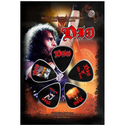 Set officiel de médiators Dio présenté sur carte blister