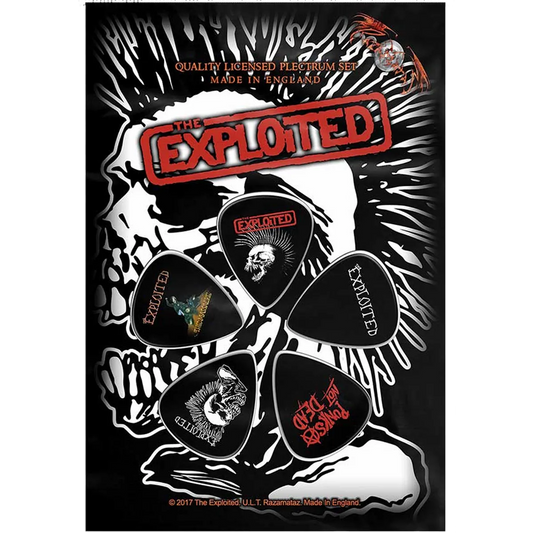 Set officiel de médiators The Exploited présenté sur carte blister