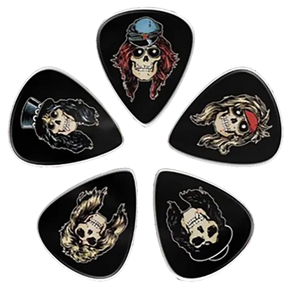 Ensemble de médiators Guns n Roses assortis, décorés de visuels inspirés de Appetite for Destruction