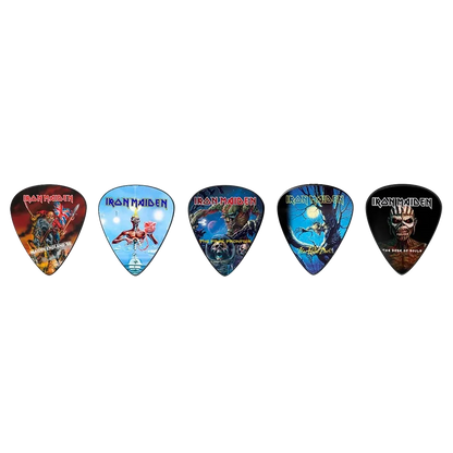 Ensemble de médiators Iron Maiden assortis, décorés de visuels divers Fear of the Dark