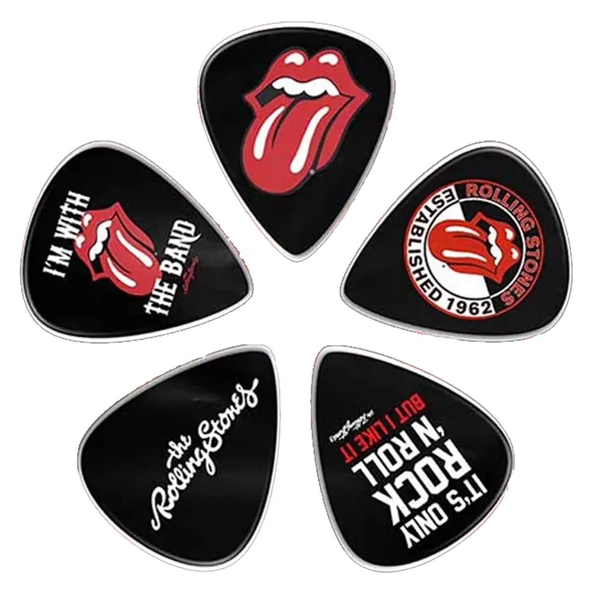 Ensemble de médiators Rolling Stones assortis, décorés de visuels divers