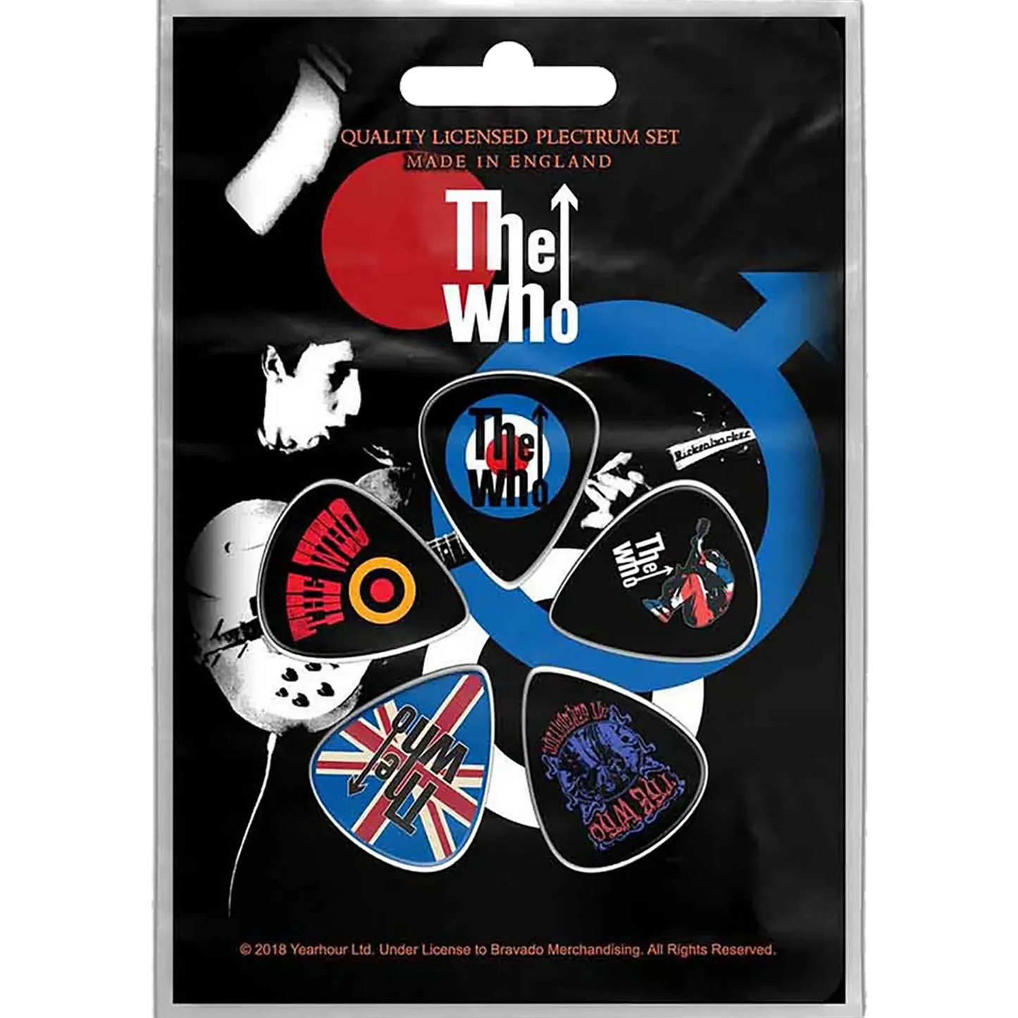 Set officiel de médiators The Who présenté sur carte blister | Official The Who guitar pick set presented on a blister card