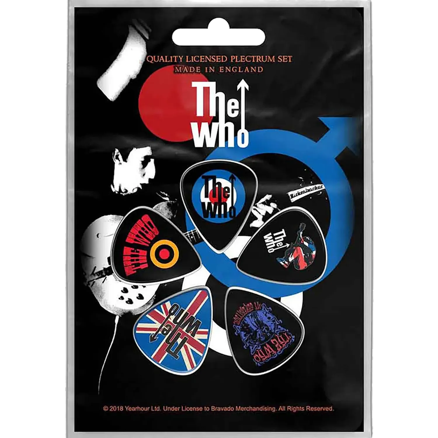 Set officiel de médiators The Who présenté sur carte blister | Official The Who guitar pick set presented on a blister card