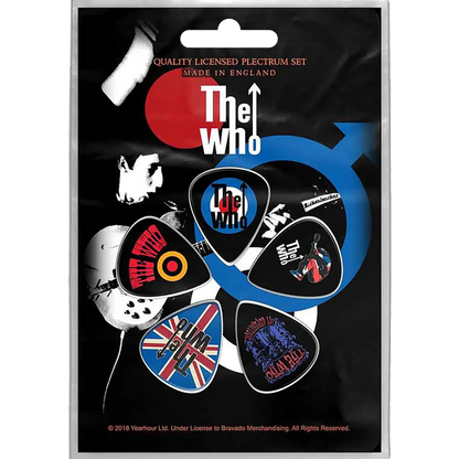 Set officiel de médiators The Who présenté sur carte blister | Official The Who guitar pick set presented on a blister card