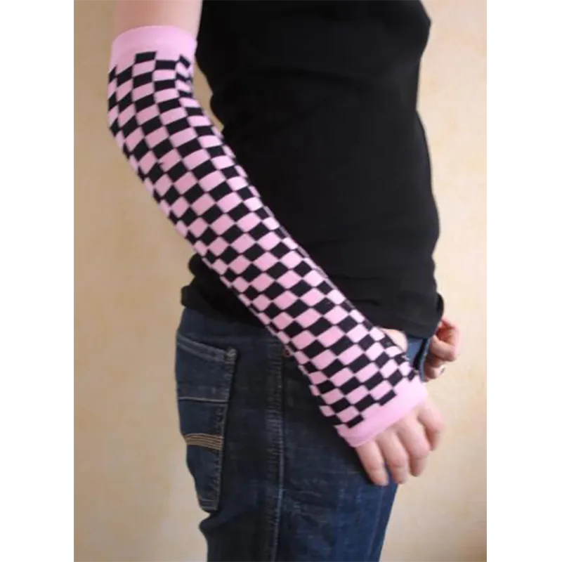Paire de mitaines rose/noir | Pair of pink/black fingerless gloves