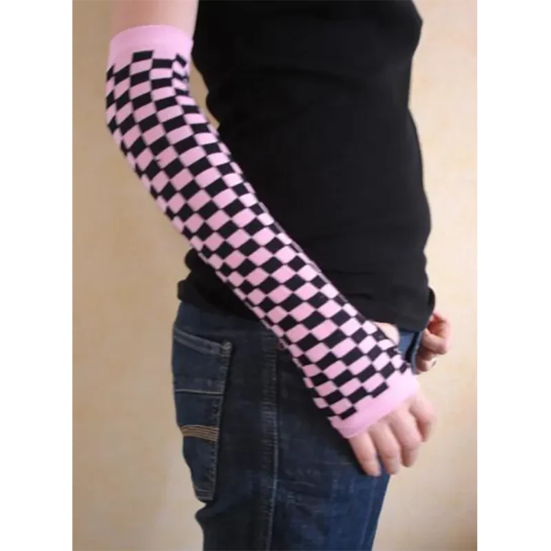 Paire de mitaines rose/noir | Pair of pink/black fingerless gloves