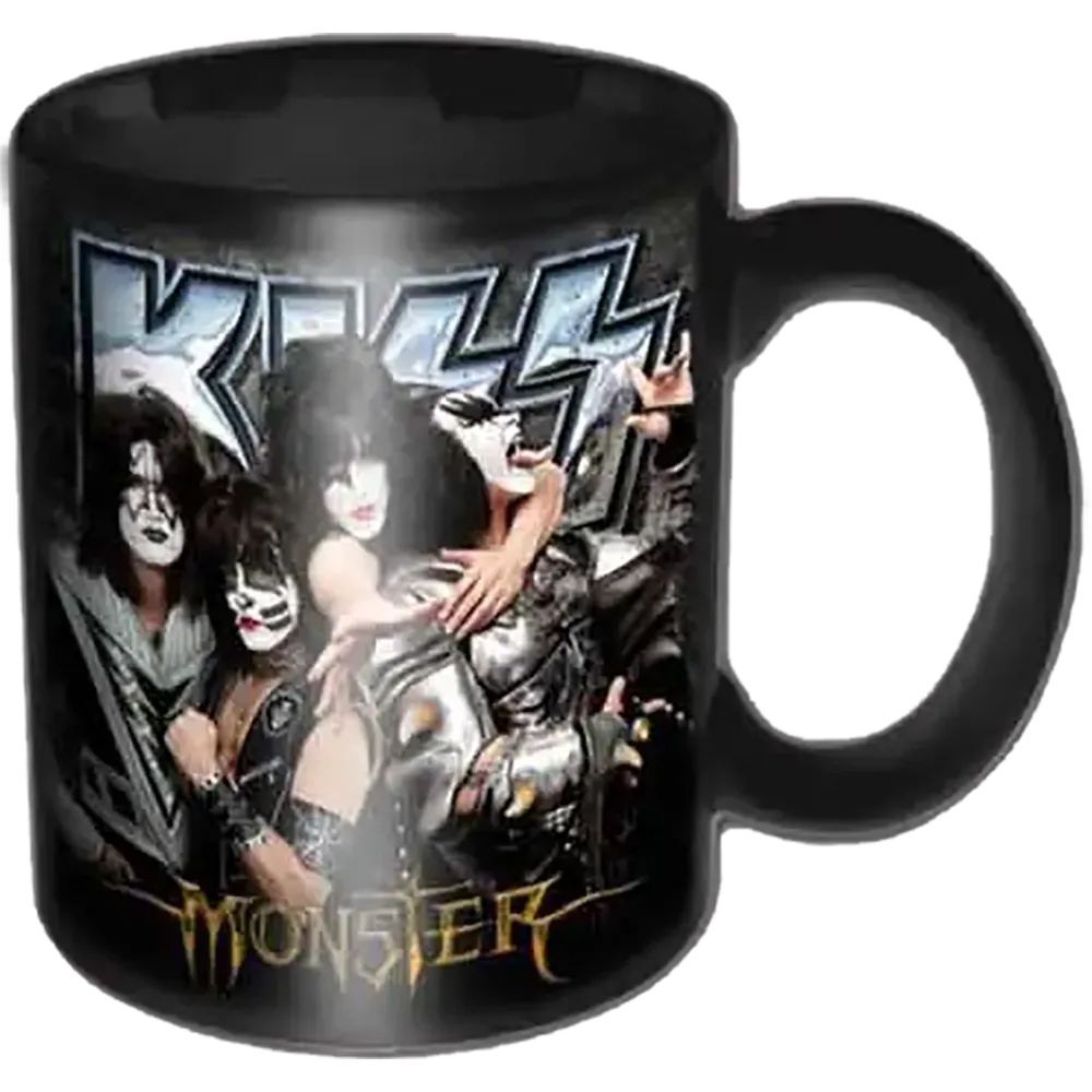 Mini tasse officielle KISS Monster noire avec Paul Stanley Gene Simmons Tommy Thayer et Eric Singer | Official black KISS Monster mini mug with Paul Stanley Gene Simmons Tommy Thayer and Eric Singer