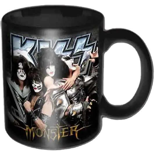Mini tasse officielle KISS Monster noire avec Paul Stanley Gene Simmons Tommy Thayer et Eric Singer | Official black KISS Monster mini mug with Paul Stanley Gene Simmons Tommy Thayer and Eric Singer