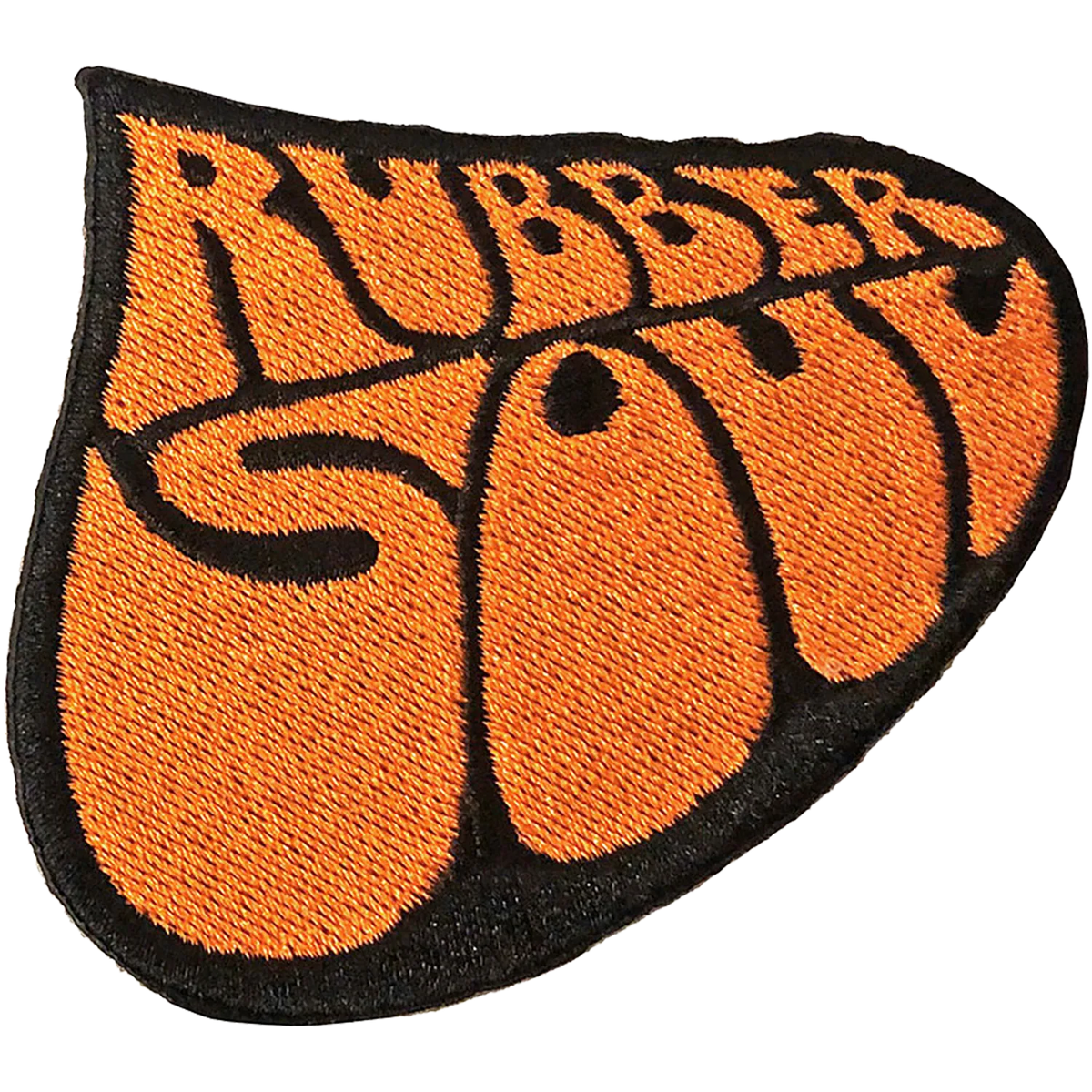 Patch The Beatles Rubber Soul brodé thermocollant 7,5 × 6,5 cm avec lettrage orange | The Beatles Rubber Soul 7.5 × 6.5 cm embroidered iron-on patch with orange lettering