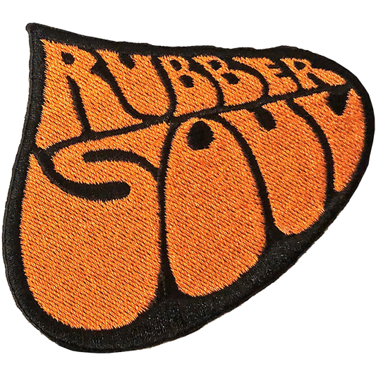 Patch The Beatles Rubber Soul brodé thermocollant 7,5 × 6,5 cm avec lettrage orange | The Beatles Rubber Soul 7.5 × 6.5 cm embroidered iron-on patch with orange lettering