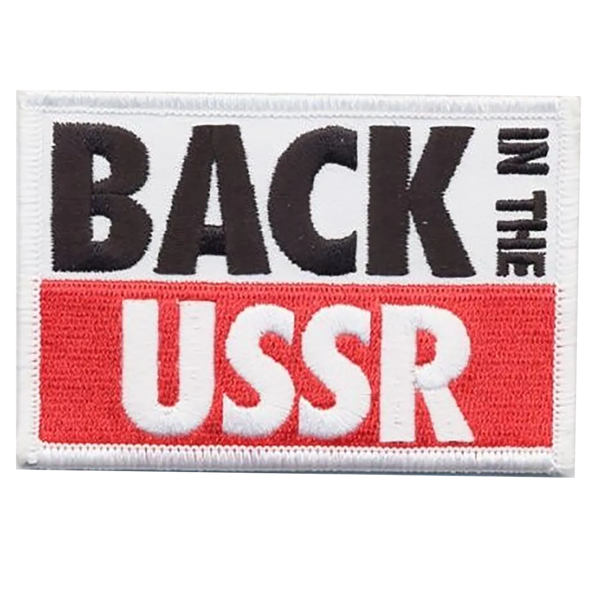Patch The Beatles Back in the USSR brodé thermocollant 9 × 6 cm rouge, blanc et noir | The Beatles Back in the USSR 9 × 6 cm embroidered iron-on patch in red, white and black