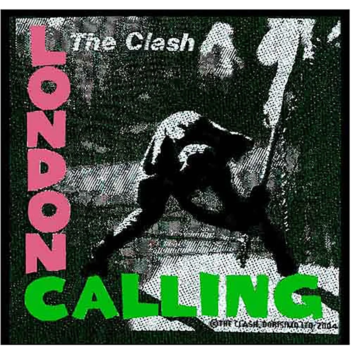 Patch brodé officiel The Clash London Calling avec l'illustration de Paul Simonon brisant sa basse | Official embroidered The Clash London Calling patch featuring the artwork of Paul Simonon smashing his bass