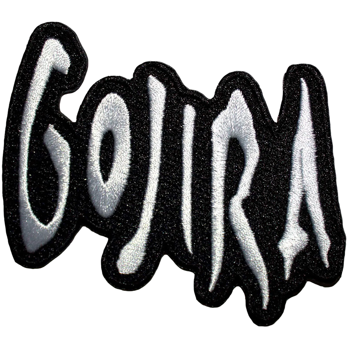 Patch Gojira Logo thermocollant brodé noir et blanc – 8,5 × 7 cm | Gojira Logo black and white embroidered iron-on patch – 8.5 × 7 cm