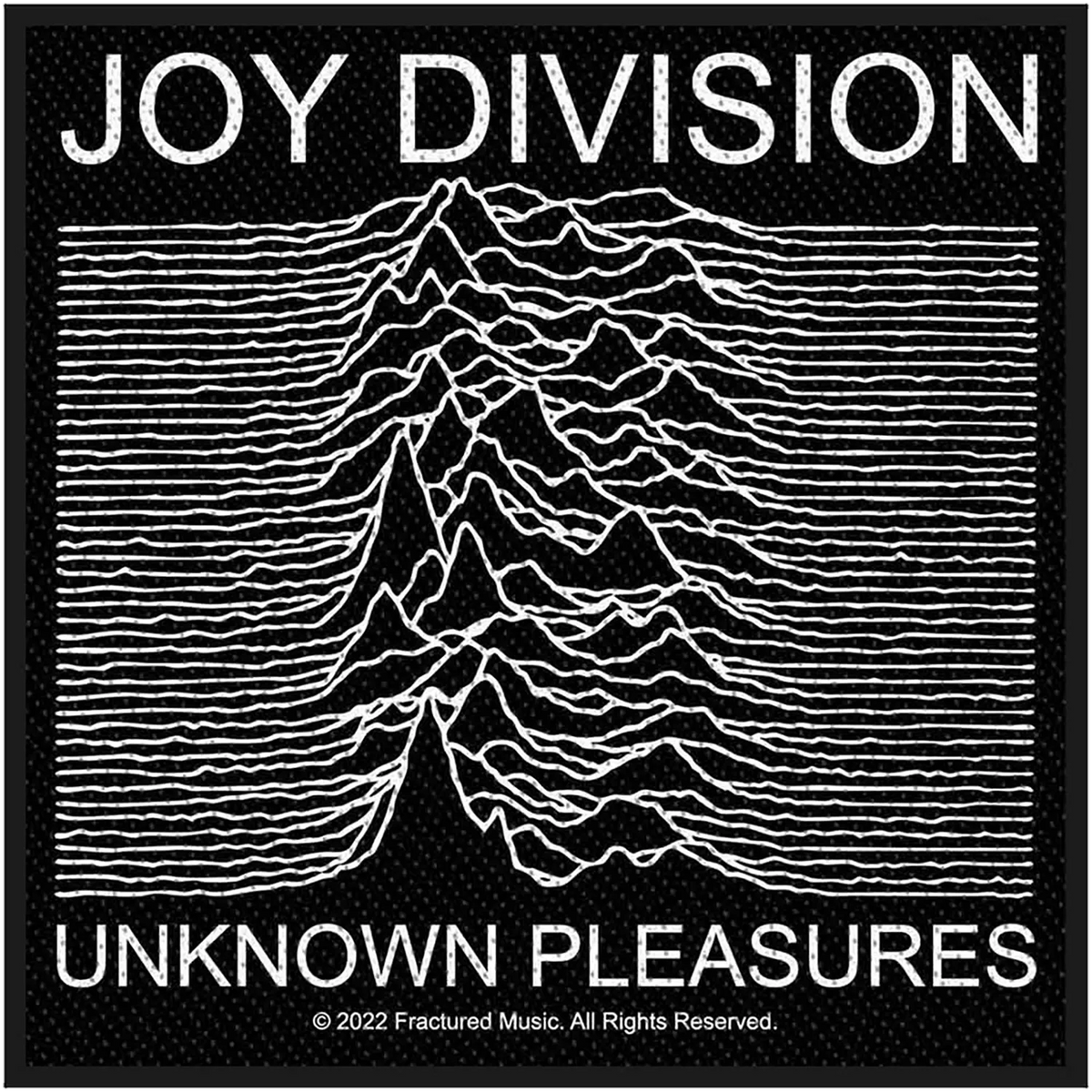 Patch à coudre Joy Division Unknown Pleasures officiel brodé 10 × 10 cm reproduisant le célèbre diagramme du pulsar | Official Joy Division Unknown Pleasures embroidered sew-on patch 10 × 10 cm featuring the iconic pulsar diagram
