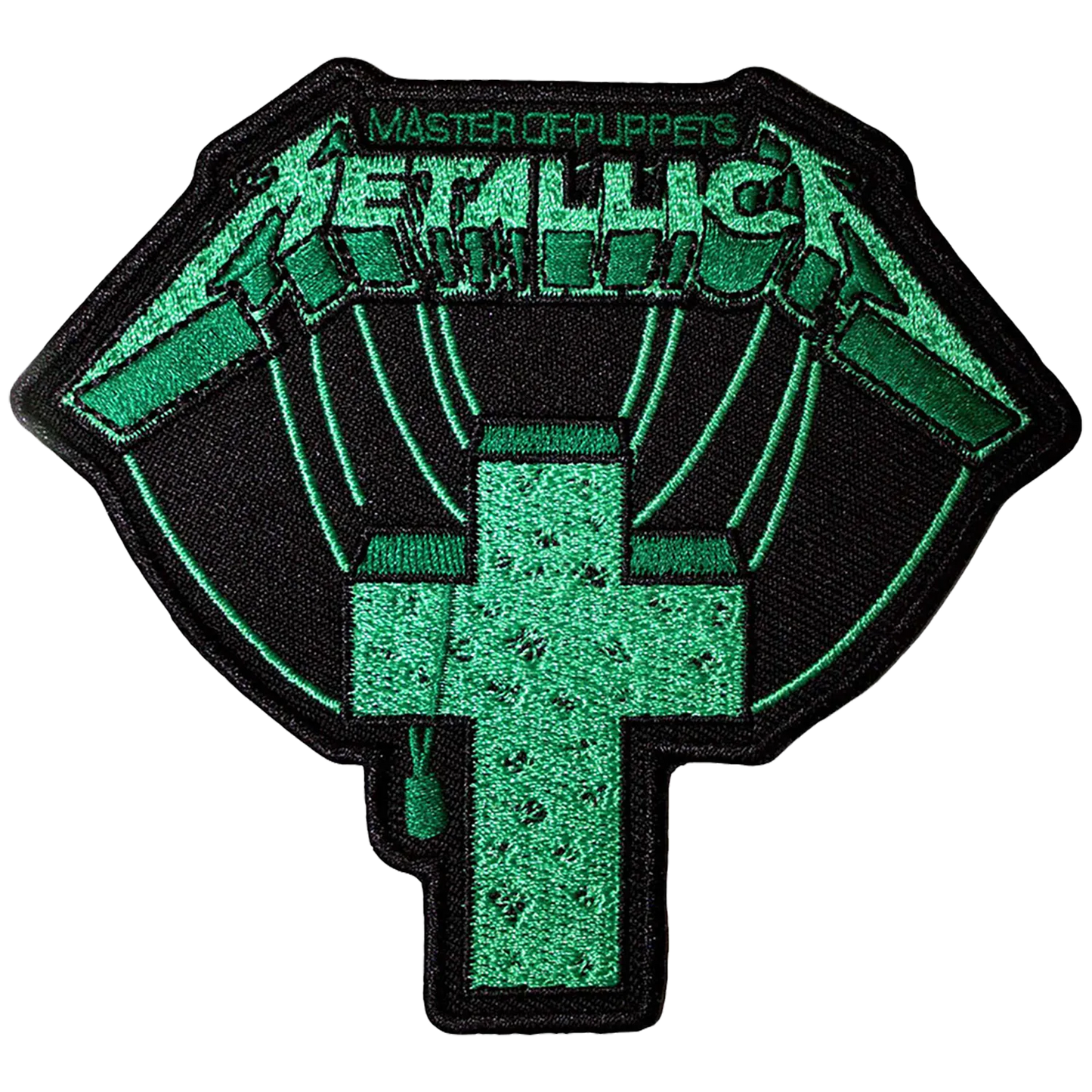 Patch Metallica Master of Puppets vert croix et fils 10 × 9 cm | Metallica Master of Puppets green cross and puppet strings patch 10 × 9 cm