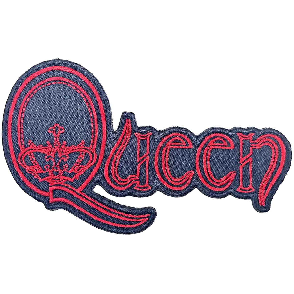 Patch thermocollant Queen Crown Logo bleu foncé et rouge avec couronne 11 × 6 cm | Queen Crown Logo dark blue and red iron-on patch with crown 11 × 6 cm