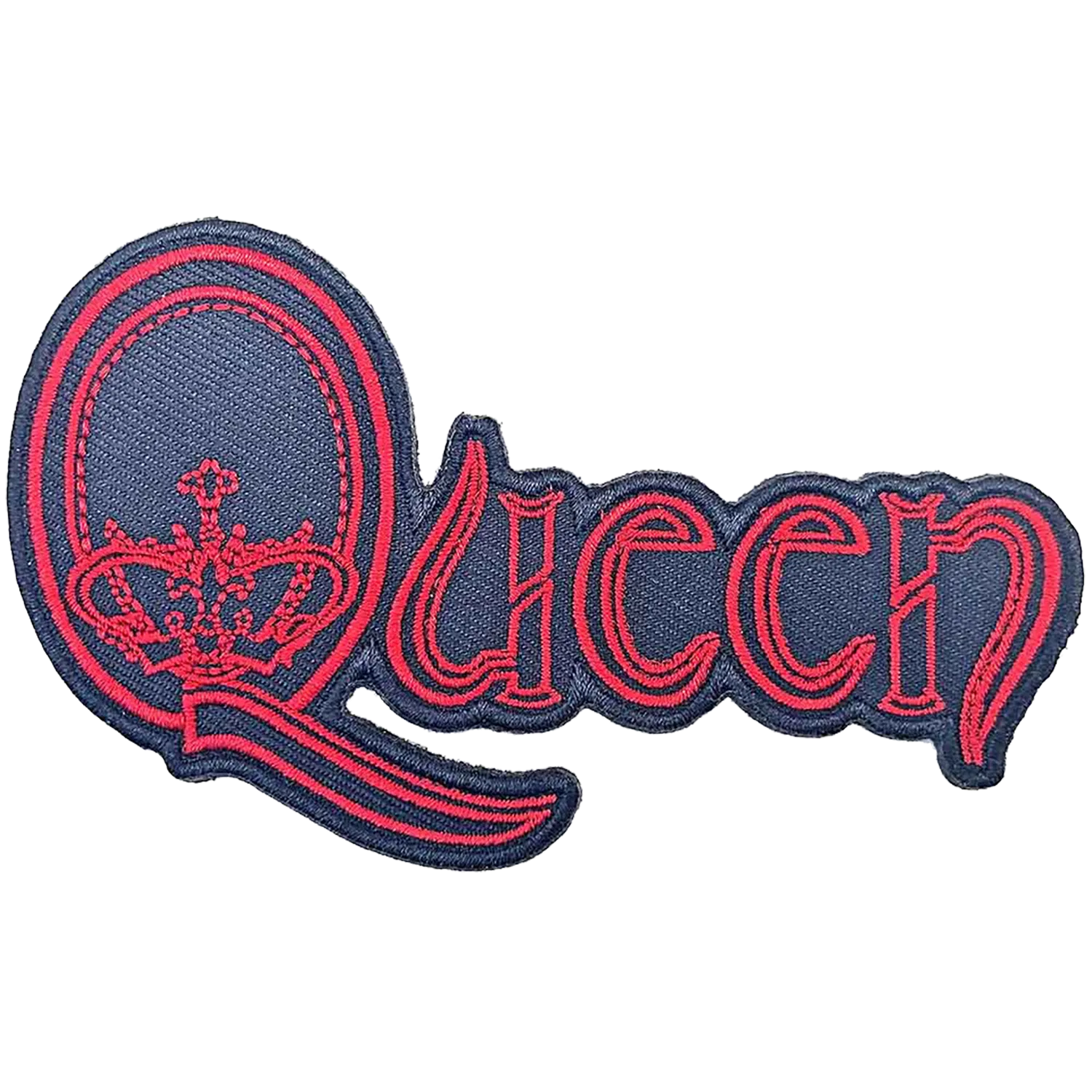 Patch thermocollant Queen Crown Logo bleu foncé et rouge avec couronne 11 × 6 cm | Queen Crown Logo dark blue and red iron-on patch with crown 11 × 6 cm