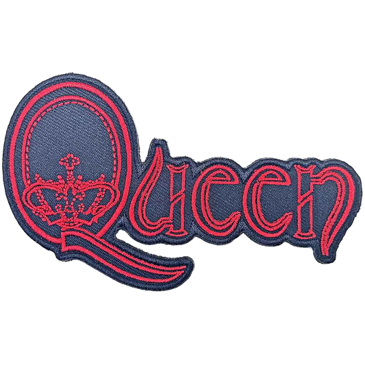 Patch thermocollant Queen Crown Logo bleu foncé et rouge avec couronne 11 × 6 cm | Queen Crown Logo dark blue and red iron-on patch with crown 11 × 6 cm
