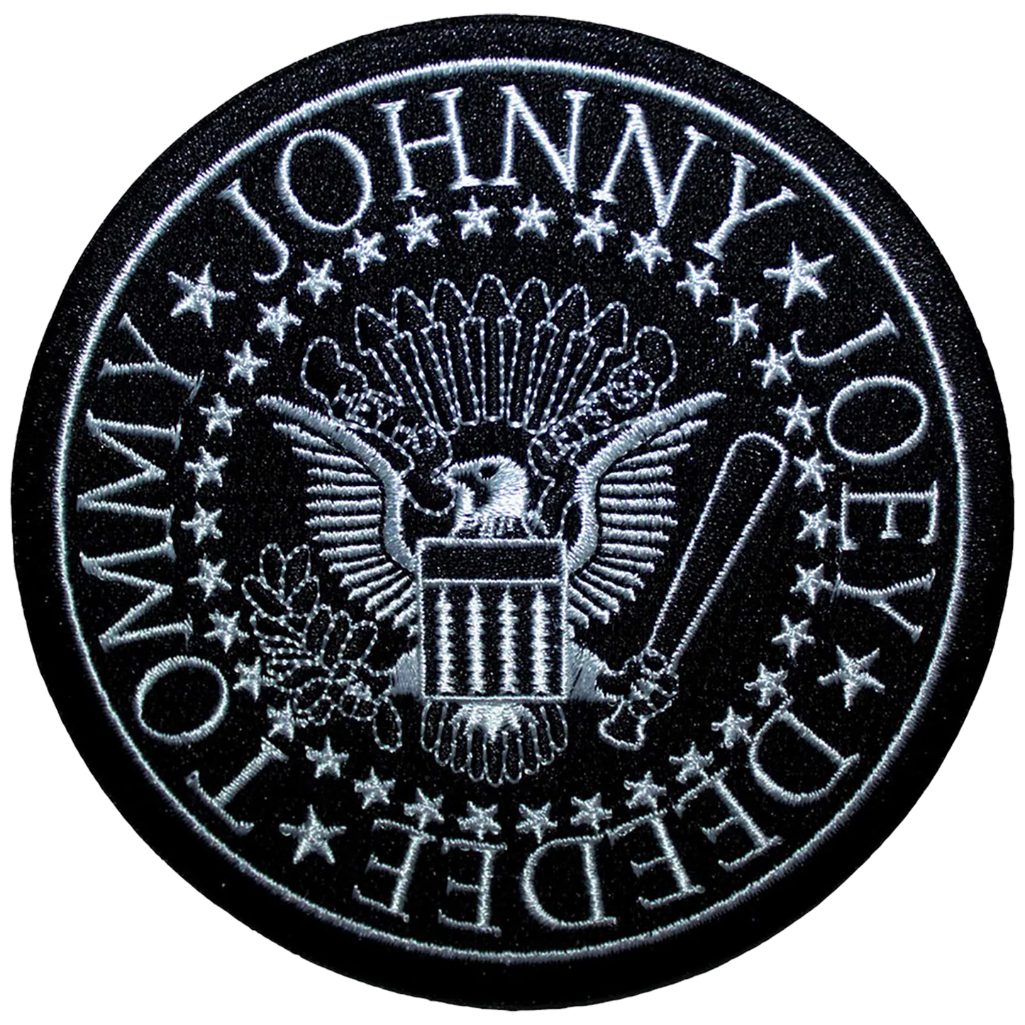 Patch officiel Ramones Presidential Seal rond brodé noir et blanc Ø 10 cm | Official Ramones Presidential Seal round black and white embroidered patch Ø 10 cm
