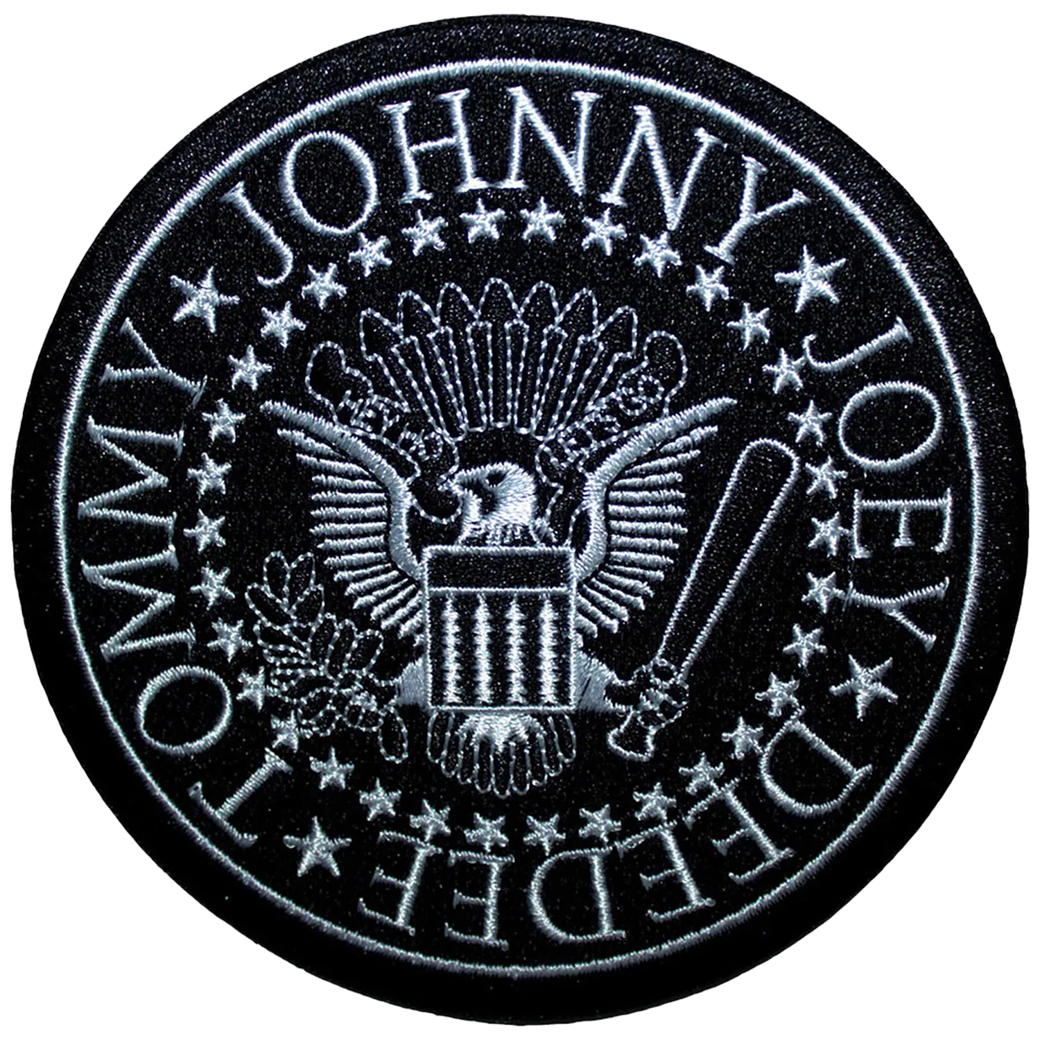 Patch officiel Ramones Presidential Seal rond brodé noir et blanc Ø 10 cm | Official Ramones Presidential Seal round black and white embroidered patch Ø 10 cm