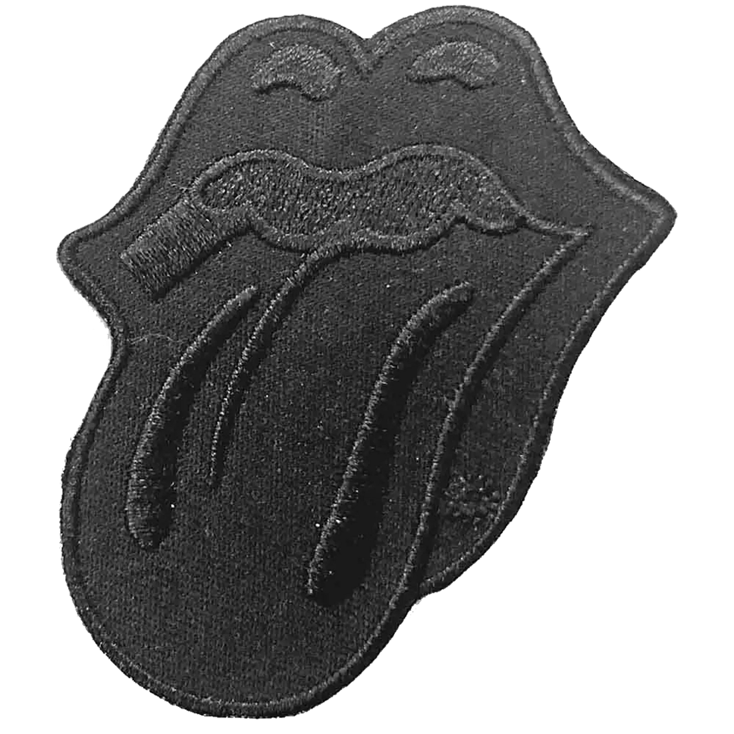Patch thermocollant officiel Rolling Stones Tongue and Lips noir monochrome cut-out 6 × 7,5 cm | Official Rolling Stones Tongue and Lips monochrome black cut-out iron-on patch 6 × 7.5 cm