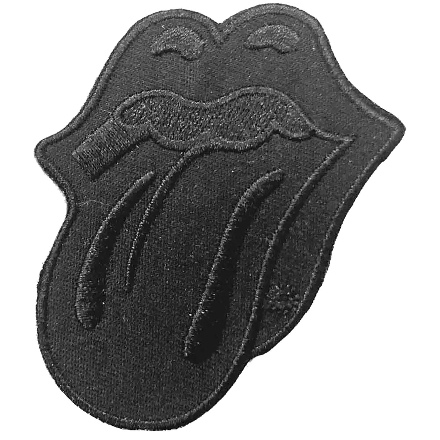 Patch thermocollant officiel Rolling Stones Tongue and Lips noir monochrome cut-out 6 × 7,5 cm | Official Rolling Stones Tongue and Lips monochrome black cut-out iron-on patch 6 × 7.5 cm