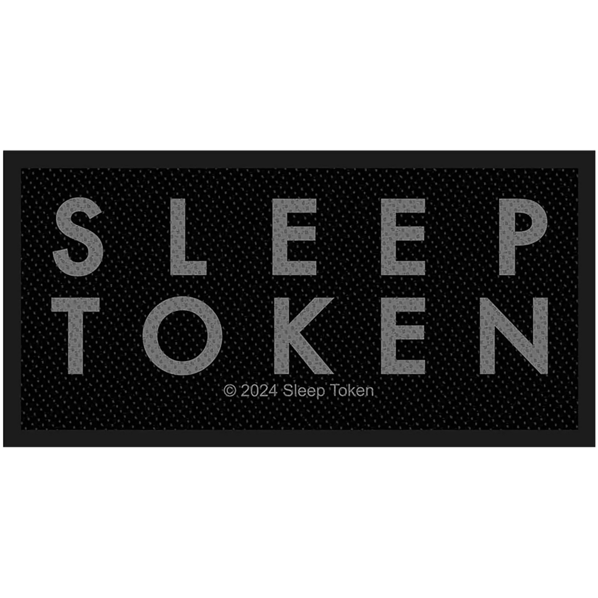 Patch Sleep Token Logo brodé à coudre 10 × 5 cm, nom du groupe gris sur fond noir | Sleep Token Logo 10 × 5 cm embroidered sew-on patch, grey band name on black background