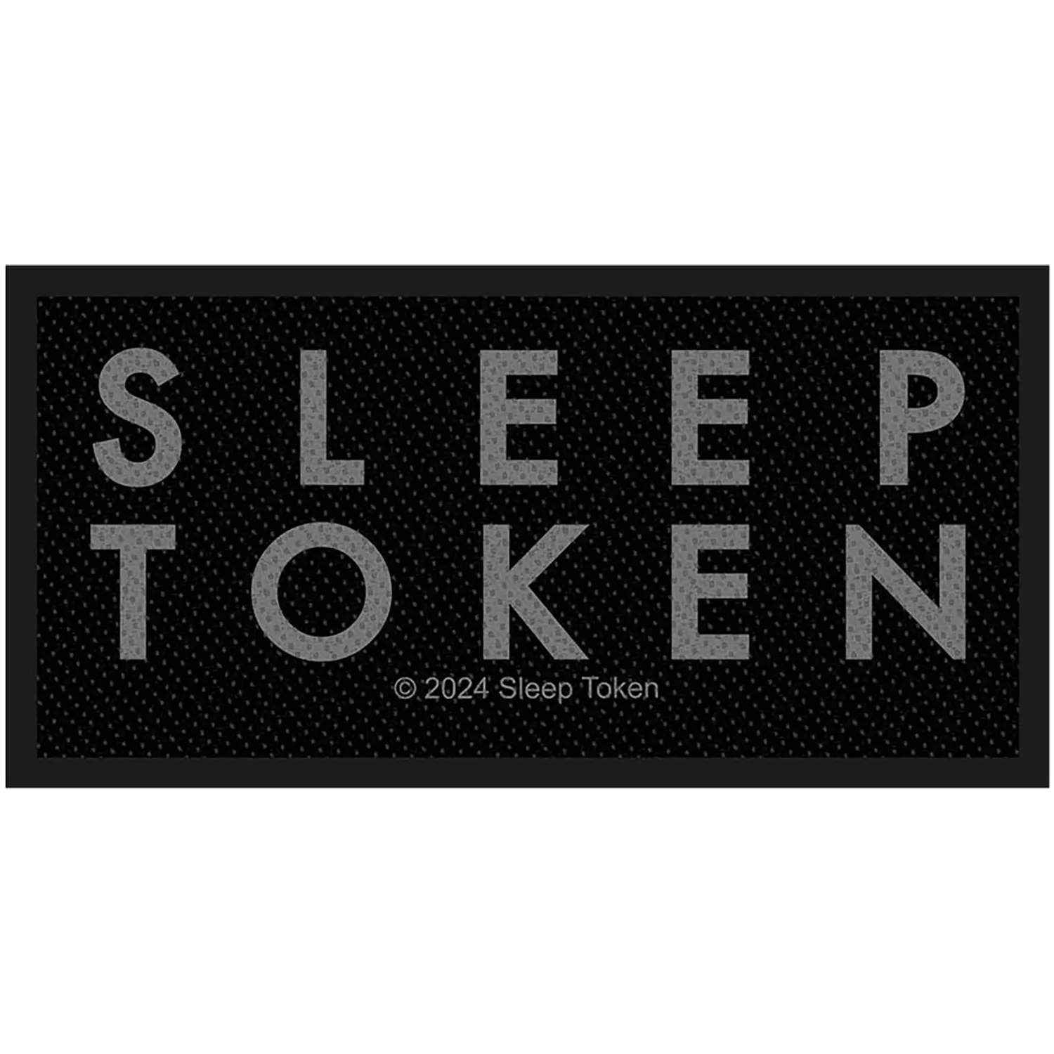 Patch Sleep Token Logo brodé à coudre 10 × 5 cm, nom du groupe gris sur fond noir | Sleep Token Logo 10 × 5 cm embroidered sew-on patch, grey band name on black background