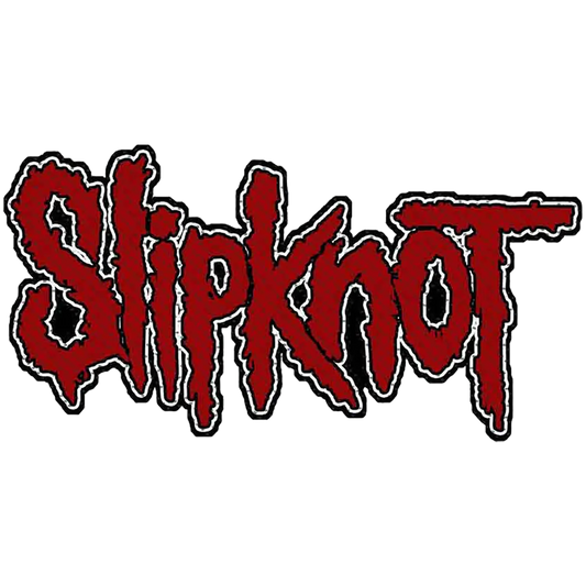 Patch Slipknot Logo Cut Out tissé à coudre 10 × 5 cm, logo rouge bordé de blanc et noir | Slipknot Logo Cut Out 10 × 5 cm woven sew-on patch, red logo outlined in white and black