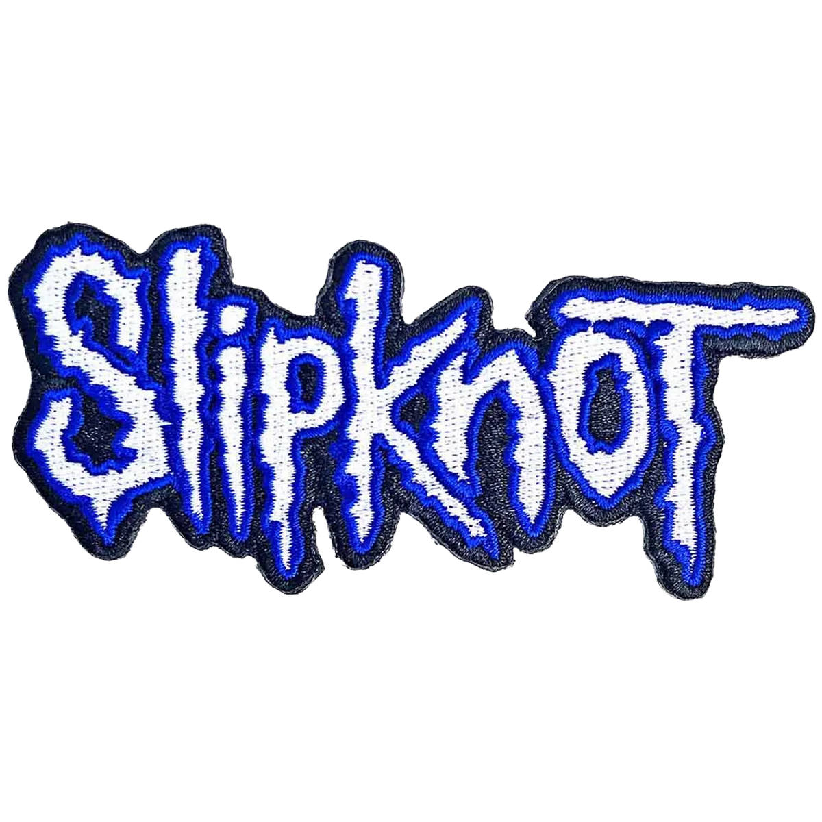 Patch thermocollant officiel Slipknot logo blanc et bleu cut-out 10 × 4 cm | Official Slipknot white and blue logo cut-out iron-on patch 10 × 4 cm
