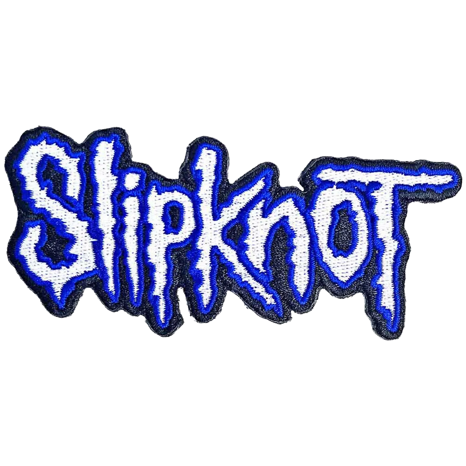 Patch thermocollant officiel Slipknot logo blanc et bleu cut-out 10 × 4 cm | Official Slipknot white and blue logo cut-out iron-on patch 10 × 4 cm