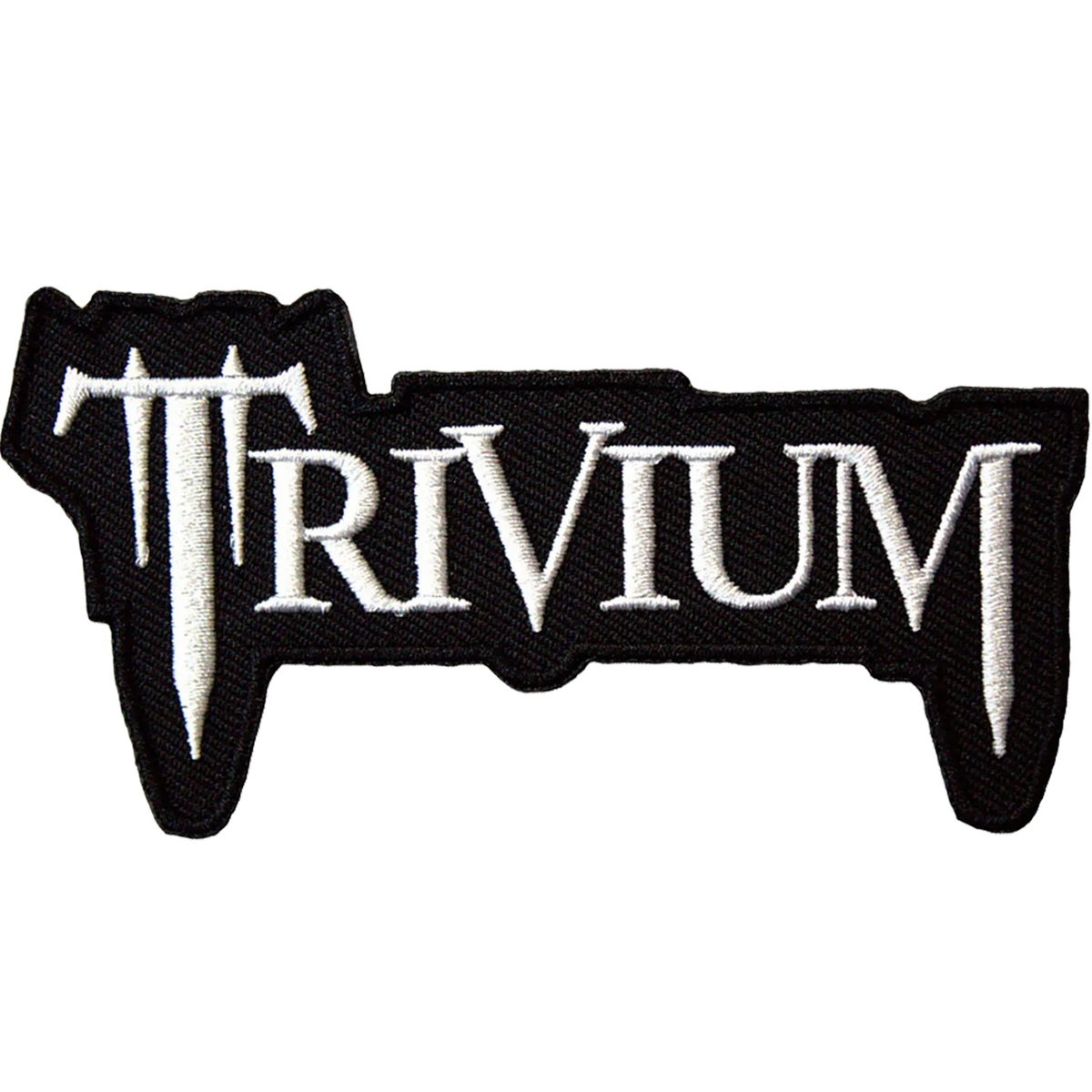 Patch Trivium logo noir et blanc cut-out thermocollant 10 × 5 cm | Trivium black and white logo cut-out iron-on patch 10 × 5 cm